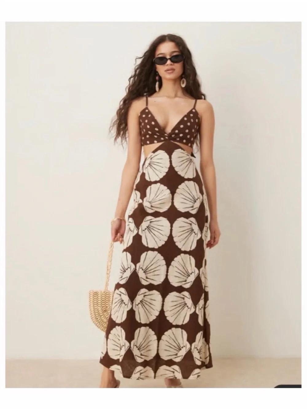Abercrombie & Fitch Julia Brown and Cream Floral Maxi Dress